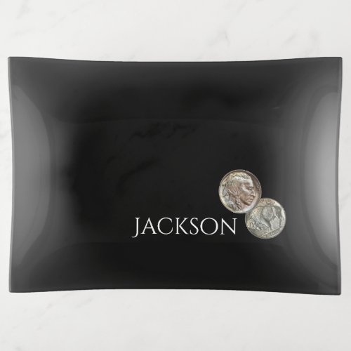 Buffalo Nickel Black Trinket Tray