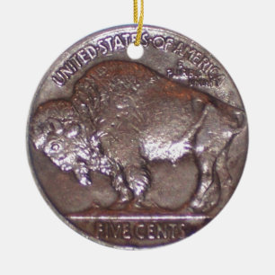 Buffalo Nickel Ceramic Ornament