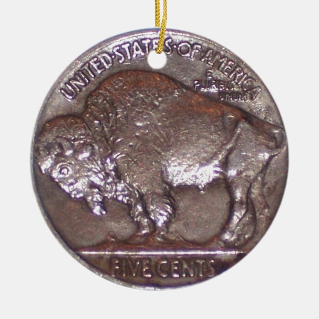 Buffalo Nickel Ceramic Ornament (Front)