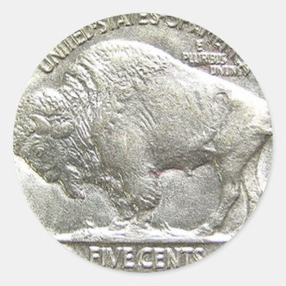 BUFFALO NICKEL CLASSIC ROUND STICKER