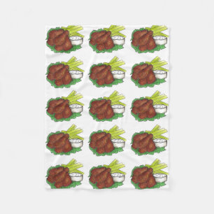 Buffalo NY BBQ Hot Chicken Wings Celery Foodie Fleece Blanket