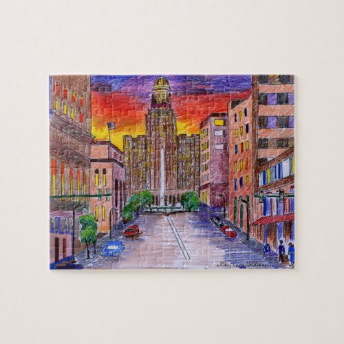 Buffalo NY City Hall Mary Kunz Goldman Art Jigsaw  Jigsaw Puzzle