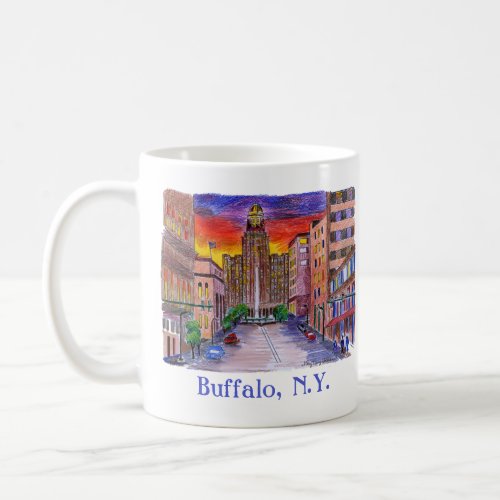 Buffalo NY City Hall Original Art Hand_Drawn Coffee Mug