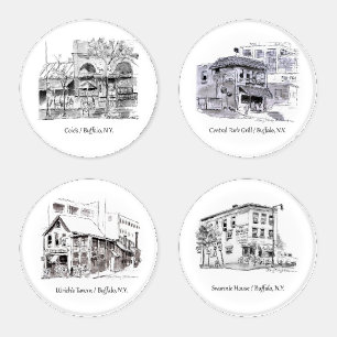 Buffalo NY Historic Restaurants Coaster Set