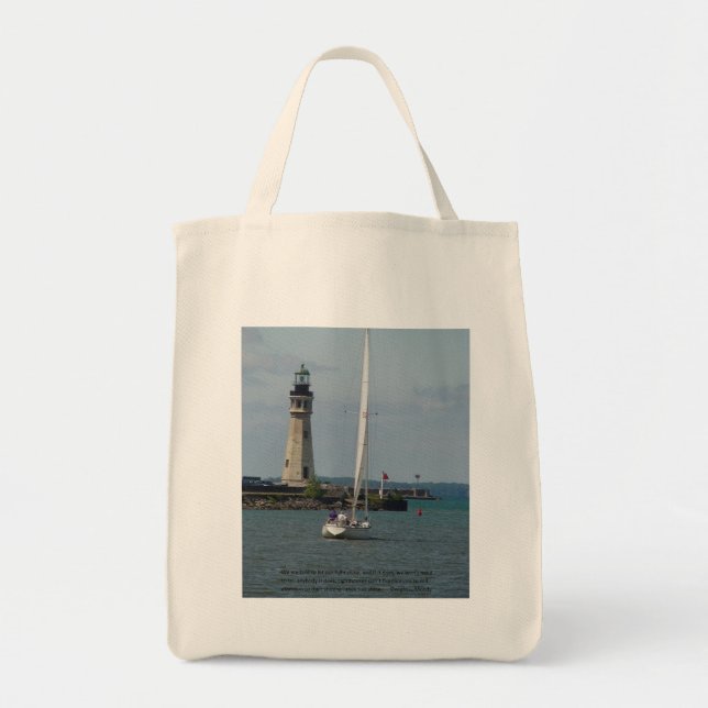 Buffalo NY Lighthouse & Inspirational Saying Tote Bag (Front)