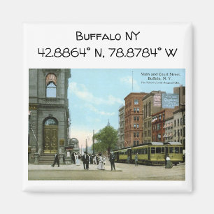 Buffalo NY Map Coordinates Vintage Style Magnet