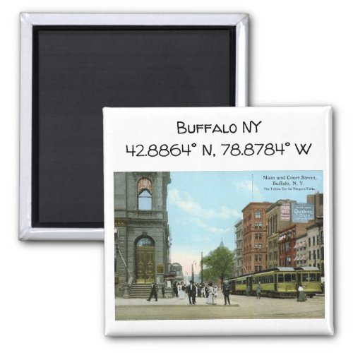 Buffalo NY Map Coordinates Vintage Style Magnet