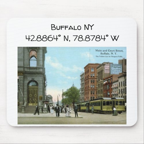 Buffalo NY Map Coordinates Vintage Style Mouse Pad