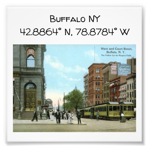 Buffalo NY Map Coordinates Vintage Style Photo Print