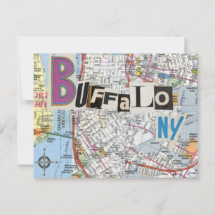Buffalo NY Maps Collage postcard 37
