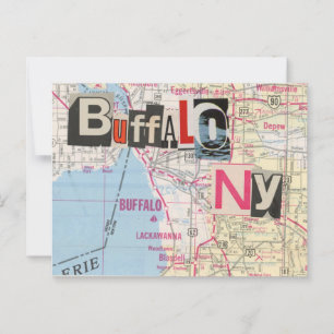 Buffalo NY Maps Collage postcard 39