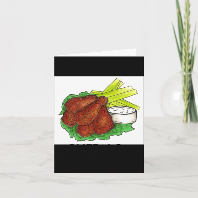 Buffalo Ny New York Hot Bbq Chicken Wings Celery _ Card (Front)
