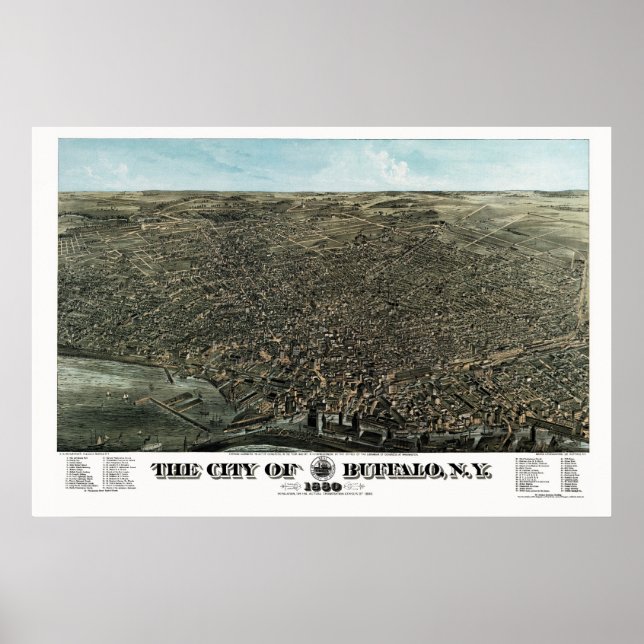 Buffalo, NY Panoramic Map - 1880 Poster (Front)