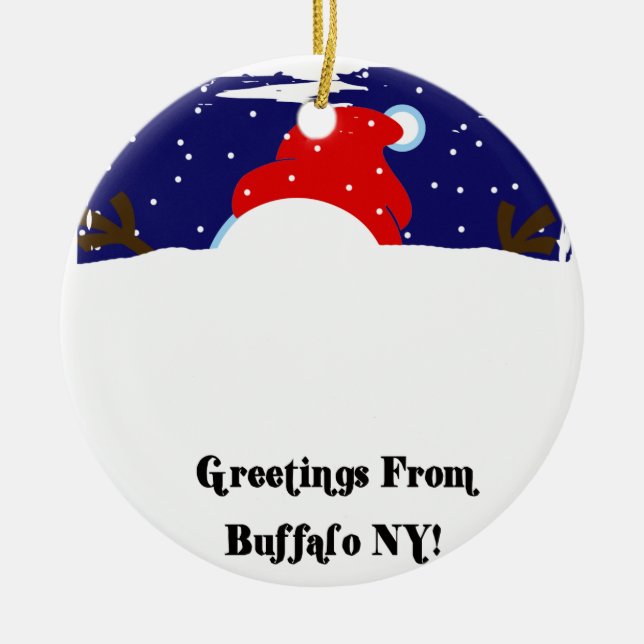 Buffalo NY Snowman Ceramic Ornament (Front)