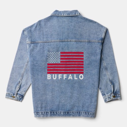 Buffalo NY USA Flag Buffalo Red White  Blue Buffa Denim Jacket