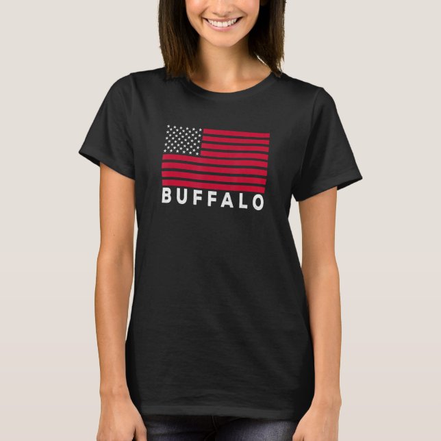 Buffalo NY USA Flag Buffalo Red White & Blue Buffa T-Shirt (Front)