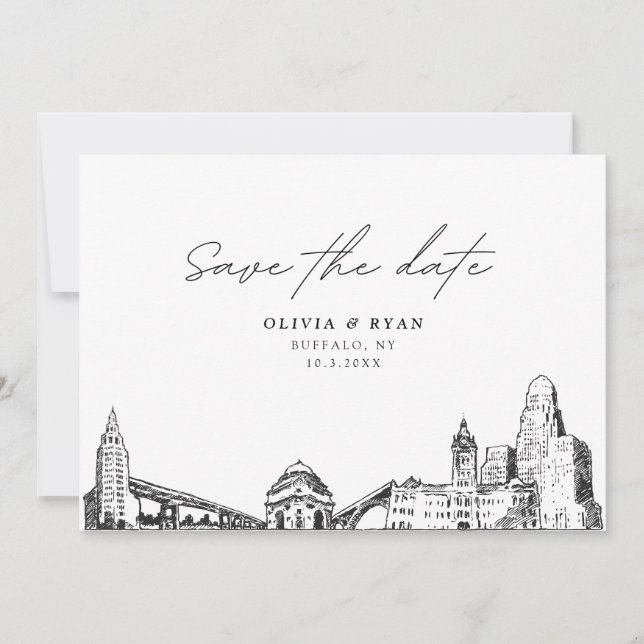 Buffalo NY Wedding Save the Date Modern Invitation (Front)