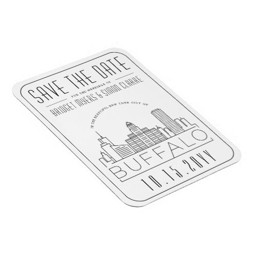 Buffalo NY Wedding Stylized Skyline Save the Date Magnet