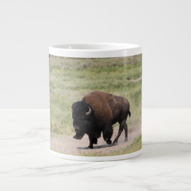 Buffalo on the move, Photography, Customize text Giant Coffee Mug (Front)
