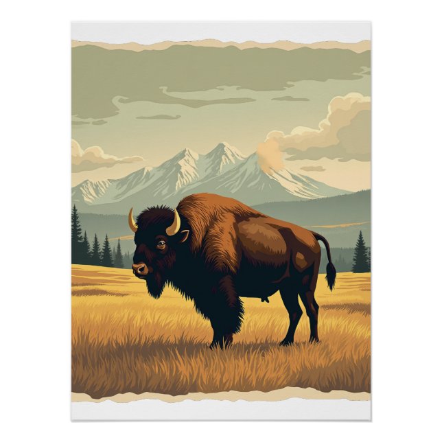 Buffalo on the plain poster (Front)