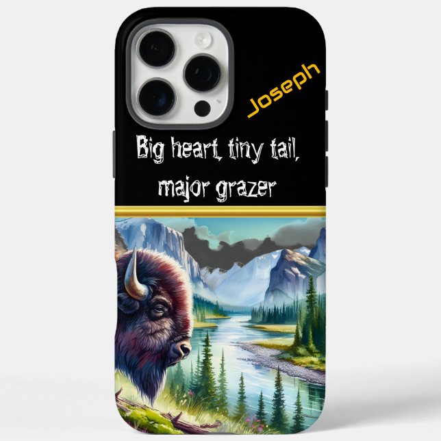 Buffalo Overlooking a Calm River Valley Case-Mate iPhone Case (Back)