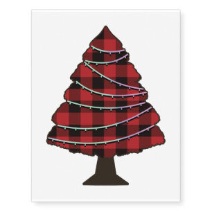 Buffalo Pattern Xmas Tree, Christmas Holiday Gifts Temporary Tattoos