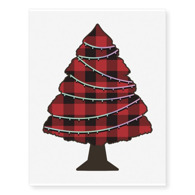 Buffalo Pattern Xmas Tree, Christmas Holiday Gifts Temporary Tattoos (Front)