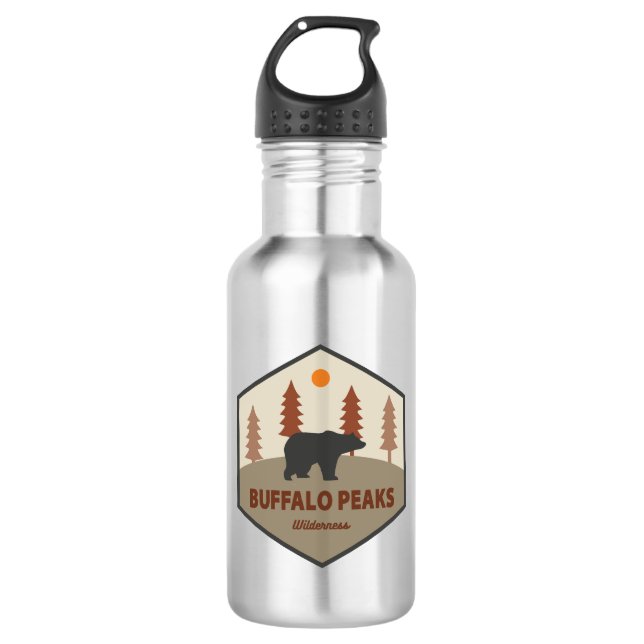 Buffalo Peaks Wilderness Colorado Bear Stainless Steel Water Bottle (Front)