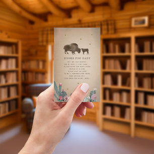Buffalo Pink Cactus Girl Baby Shower Book Request Enclosure Card