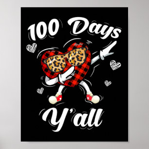 Buffalo Plaid 100 Days Y'all Of School Dabbing Hea Poster