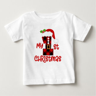 Buffalo plaid 1st First Christmas t-shirt