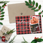 Buffalo Plaid 2 Photo Collage Pet Christmas Holiday Card<br><div class="desc">These fun and modern pet photo holiday cards are perfect for sending out to family and friends this Christmas. Easily personalise the design with your own photos and wording to make these cards Purrrfect for your loved ones this holiday time.</div>