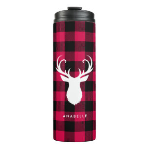 Buffalo Plaid and Deer Thermal Tumbler
