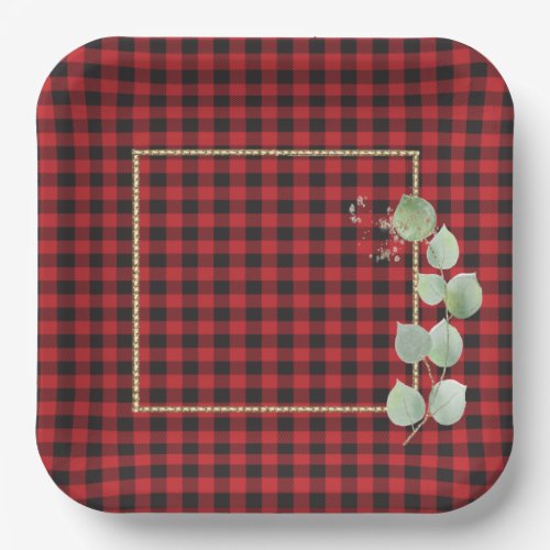 Buffalo Plaid and Sage Green Any Occasion   Paper Plates