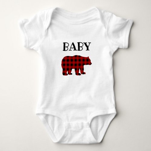 Buffalo Plaid Baby Bear T_Shirt Baby Bodysuit