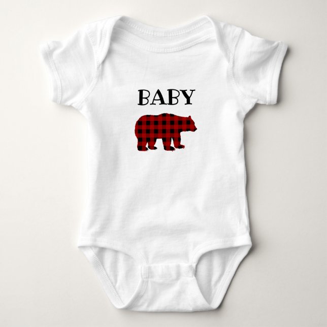 Buffalo Plaid Baby Bear T-Shirt Bodysuit (Front)