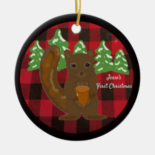 Buffalo Plaid Baby First Christmas Ornament