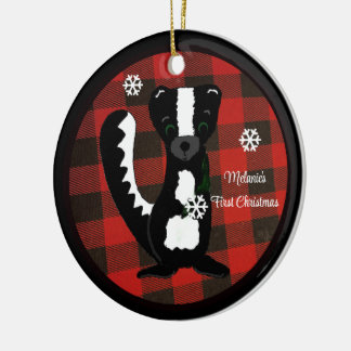 Buffalo Plaid Baby First Christmas Ornament