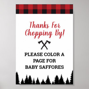 Buffalo Plaid Baby Shower Coloring Book Sign
