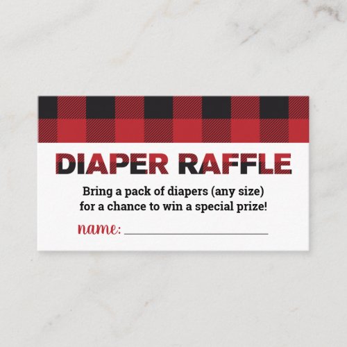 Buffalo Plaid Baby Shower Diaper Raffle Card