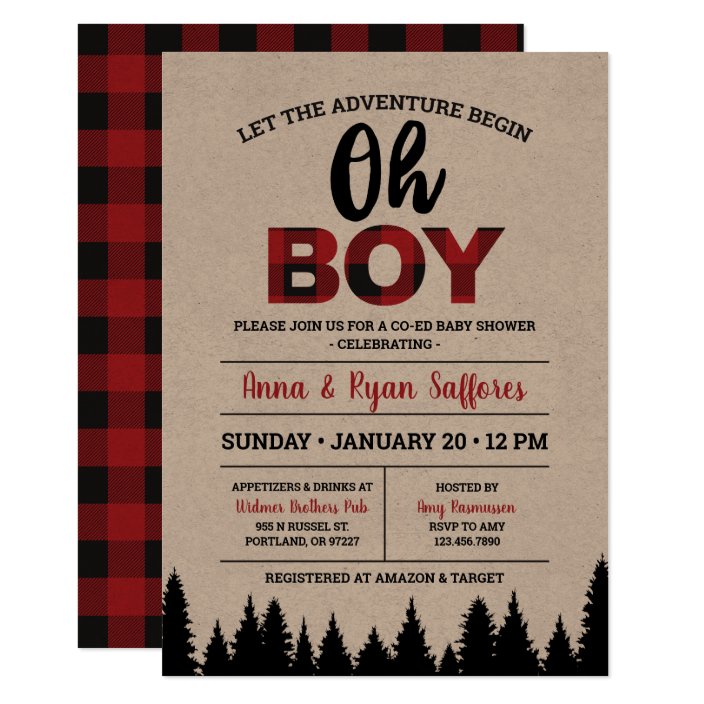 buffalo plaid baby shower invitations