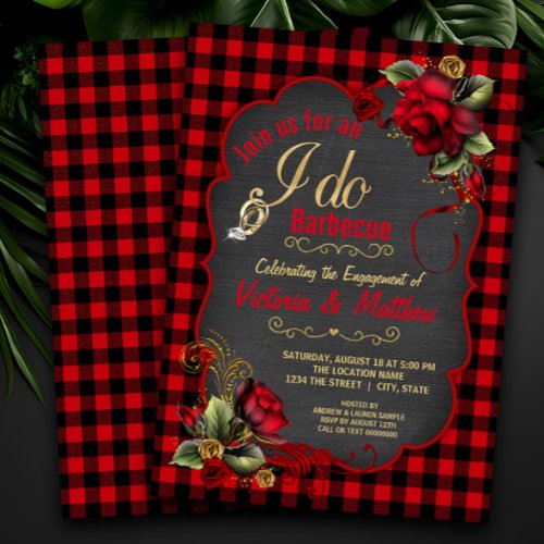 Buffalo Plaid Barbecue Engagement Party Invitation