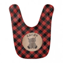 Buffalo Plaid Bear Baby Bib Buffalo Plaid Bear Baby Bib