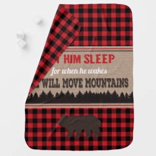 Buffalo Plaid Bear Baby Blanket Move Mountains