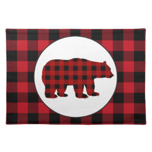 Buffalo plaid bear Country kitchen placemat