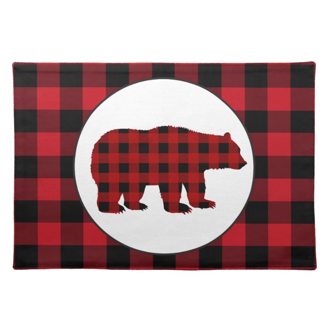 Buffalo plaid bear Country kitchen placemat (Front)