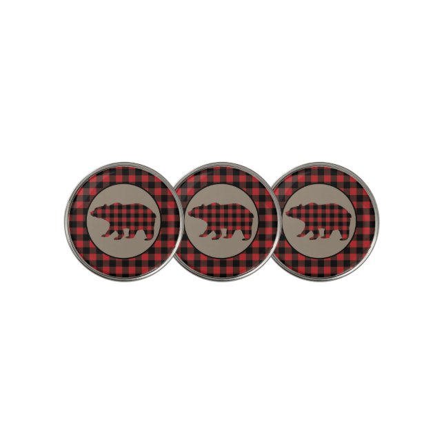 Buffalo Plaid Bear Golf Ball Marker (3 Up)
