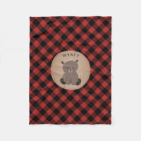 Buffalo Plaid Bear Kids Fleece Blanket