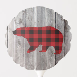 buffalo plaid bear wild one 1st birthday party balloon