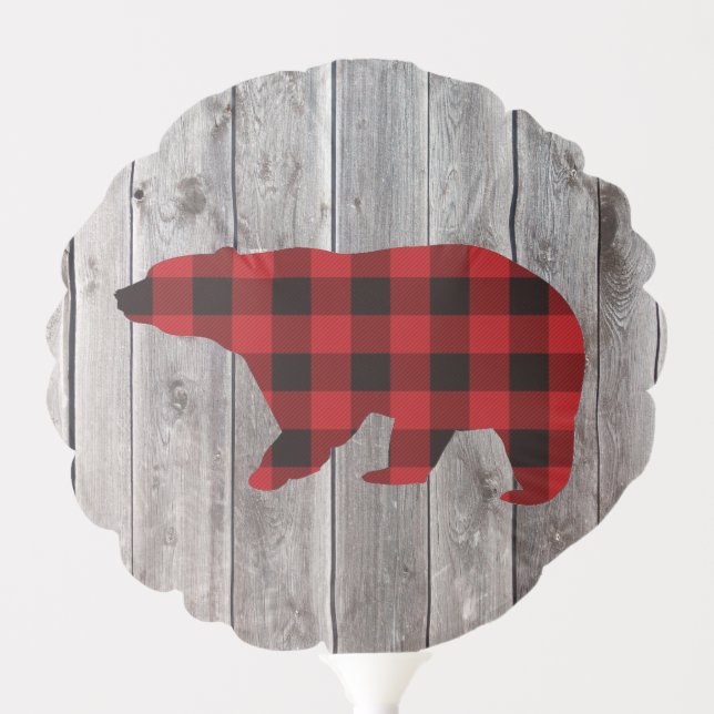 buffalo plaid bear wild one 1st birthday party balloon (Front)